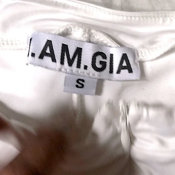 I.AM.GIA Estella White Ruched Bodycon Stretch Legging Pant Size Small up to 27" - Picture 4 of 5